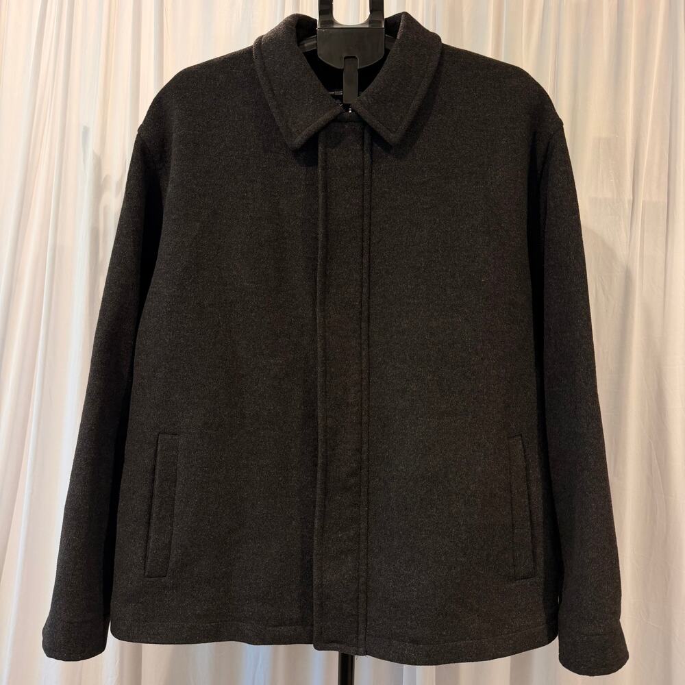 Roundtree & Yorke Men's Size XL 100% Wool Charcoal Gray Coat Jacket Lined